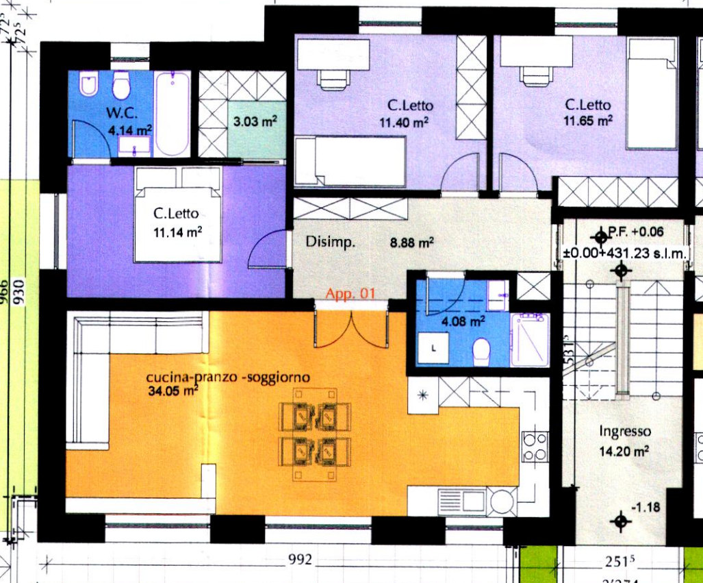 Appartamento 1 - Quadrilocale con giardino